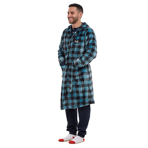 Snuggs Blanket Robe Blue Checkered